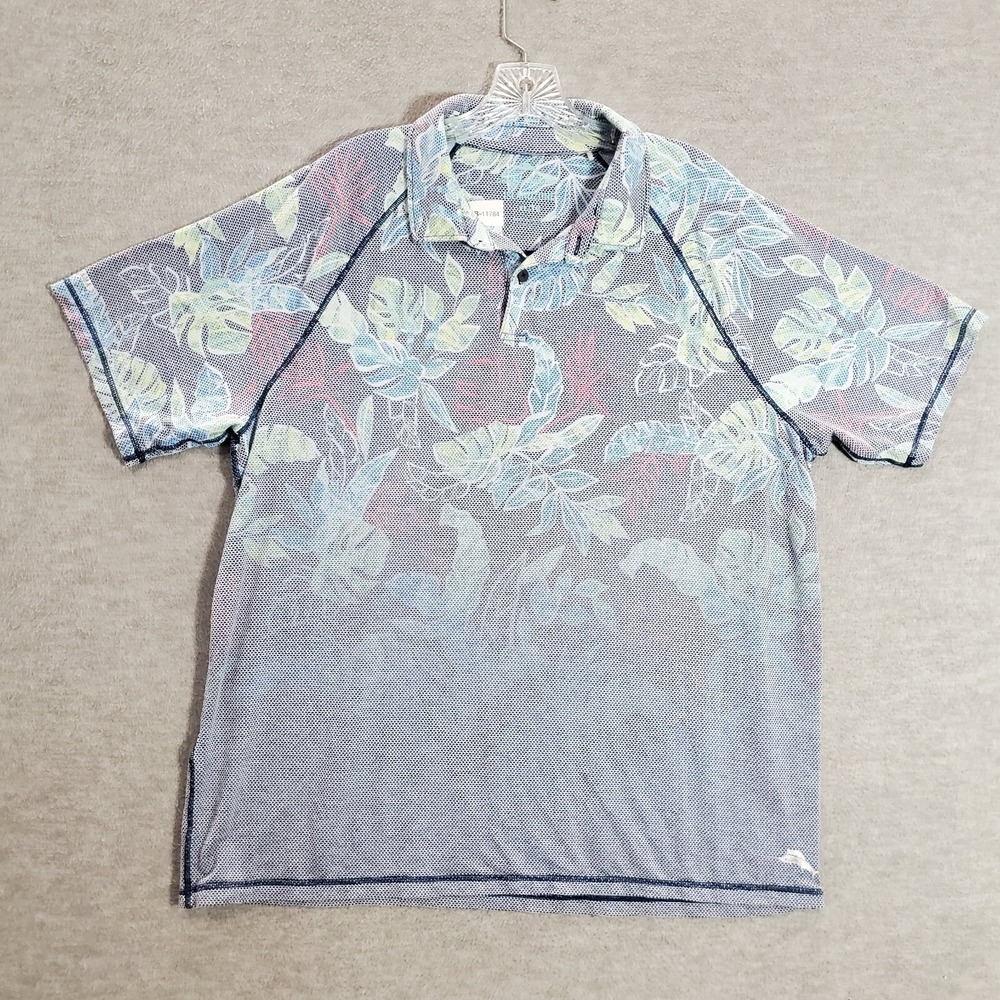 Tommy Bahama Men Polo Shirt XL Hawaiian Islandzone Boardwalk Fade‎ Short Sleeve